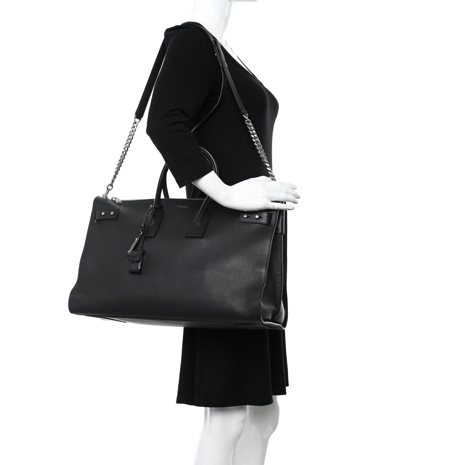 Saint Laurent Grained Calfskin Medium Souple Sac De Jour Duffle Black 2 of 14