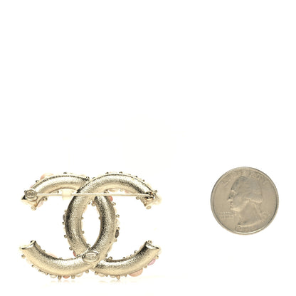 Chanel Pearl Crystal Mini CC Charms Brooch Light Gold Pink 2 of 4