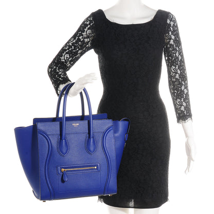 Celine Drummed Calfskin Mini Luggage Indigo 2 of 8