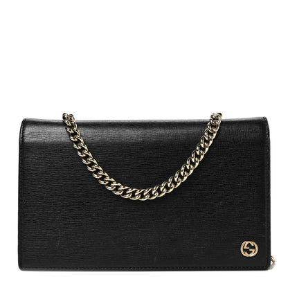 Gucci Textured Calfskin Medium Betty Chain Wallet Black 1 of 9
