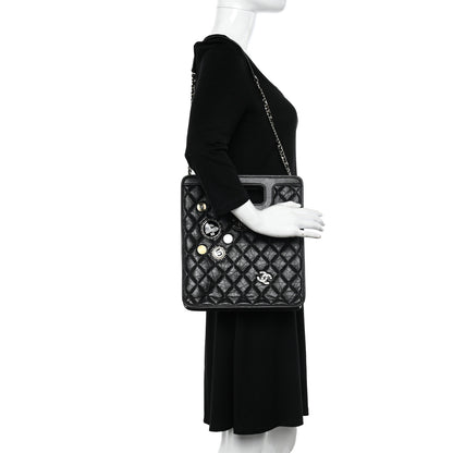 Chanel Aged Calfskin Small Charms Shopping Bag Black 2 of 10