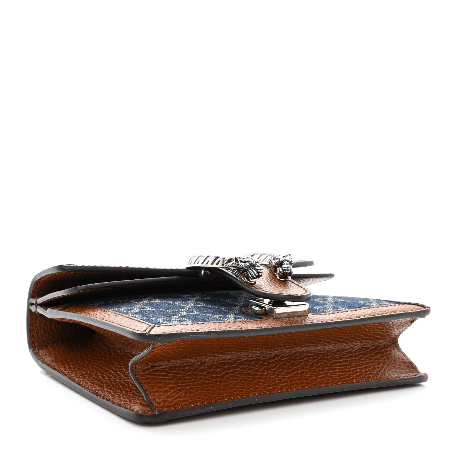 Gucci New Denim GG Monogram Dollar Calfskin Enamel Mini Dionysus Shoulder Bag Blue Tea Cuir Epilog Electric Blue 4 of 10