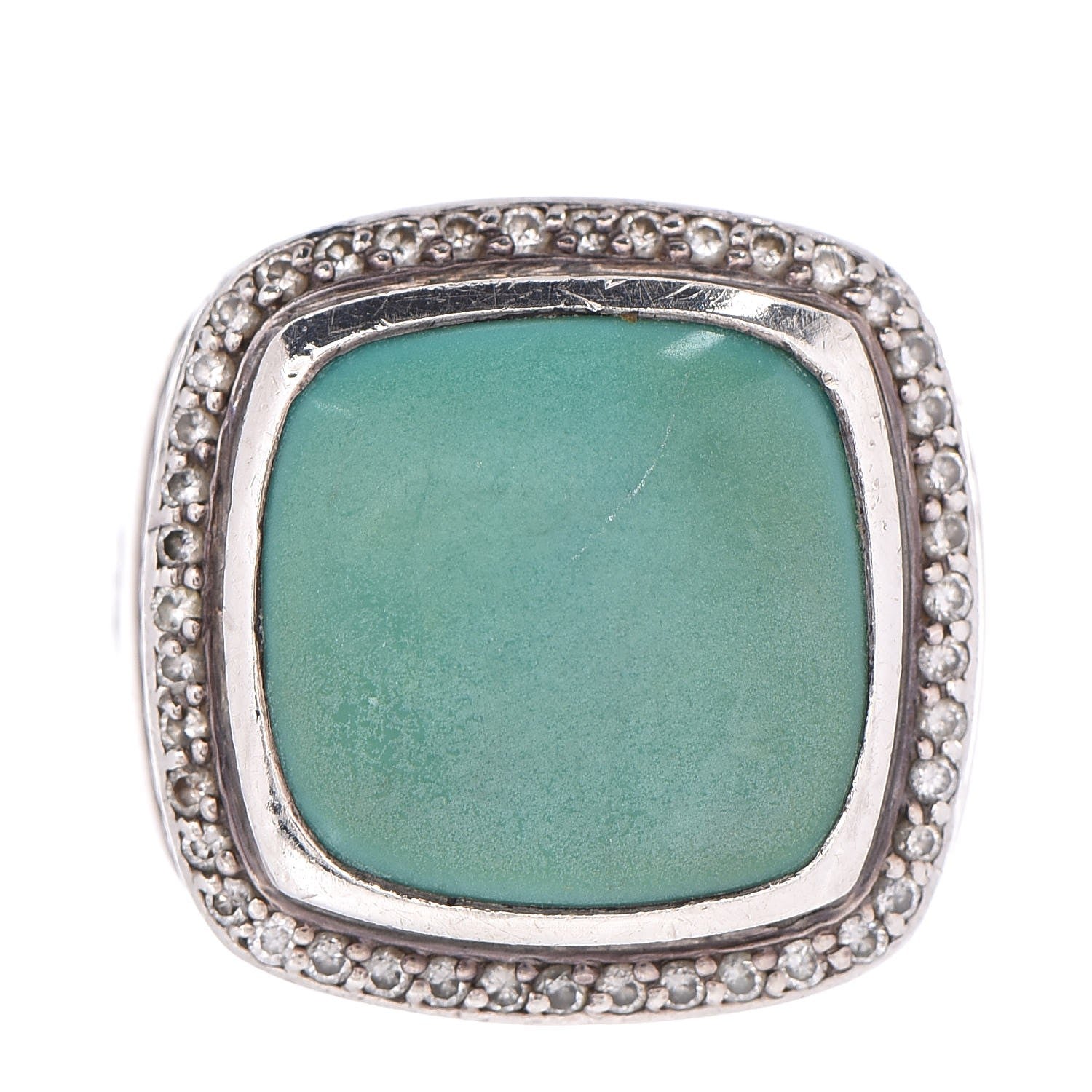 David Yurman Sterling Silver Diamond Turquoise 11mm Albion Ring 52 6 1 of 6