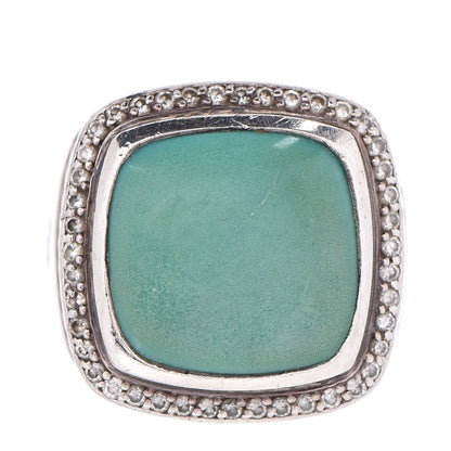 David Yurman Sterling Silver Diamond Turquoise 11mm Albion Ring 52 6 1 of 6