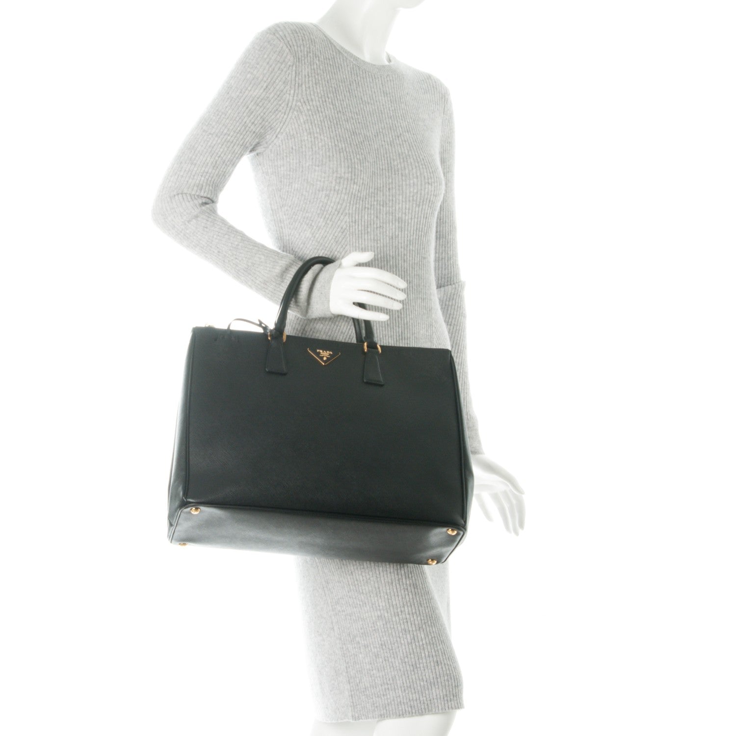 Prada Saffiano Lux Extra Large Galleria Double Zip Tote Black 2 of 8