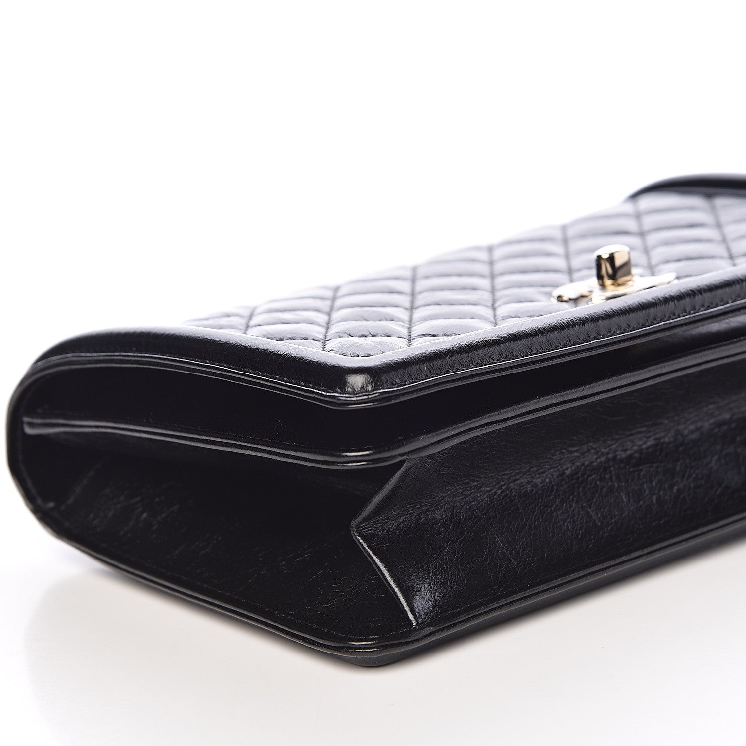 Chanel Glazed Crackled Calfskin Wallet On Chain WOC Black 8 of 11