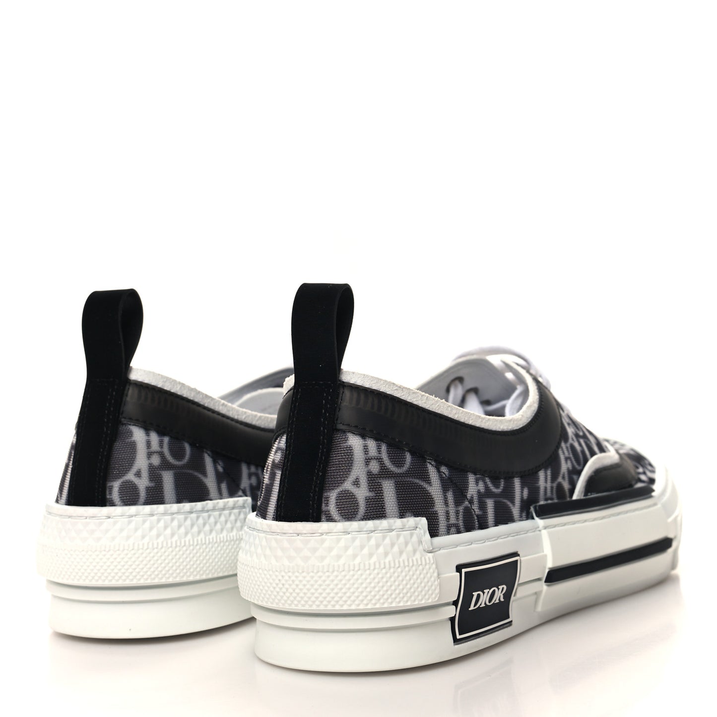 Technical Canvas Mesh Oblique Printed Mens B23 Low Top Sneakers 42 Black White