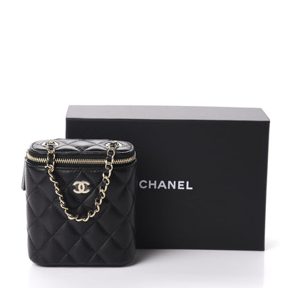Chanel Lambskin Quilted Small Vertical Coco Beauty Vanity Case With Chain Black 10 of 10