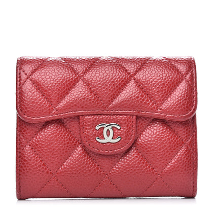 Chanel Caviar Quilted Flap Card Holder Wallet Red 1 of 10