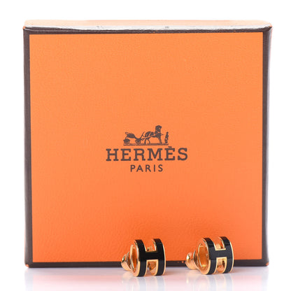 Hermes Gold Lacquered Pop H Earrings Black 6 of 6