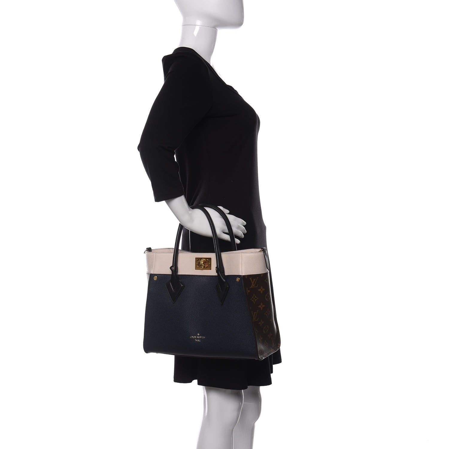 Louis Vuitton Calfskin Monogram On My Side Marine 2 of 13