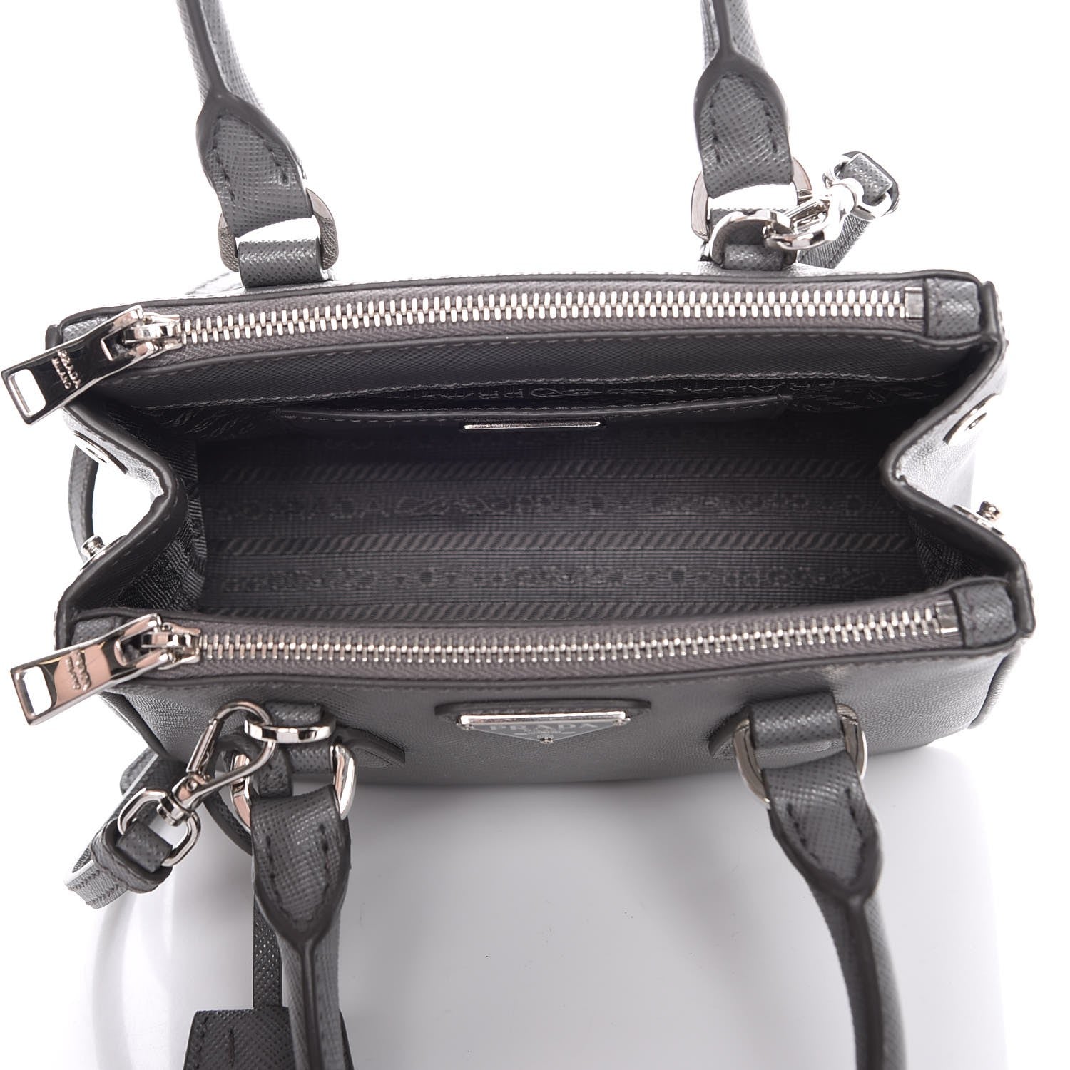 Prada Saffiano Mini Galleria Double Zip Tote Marmo 7 of 9