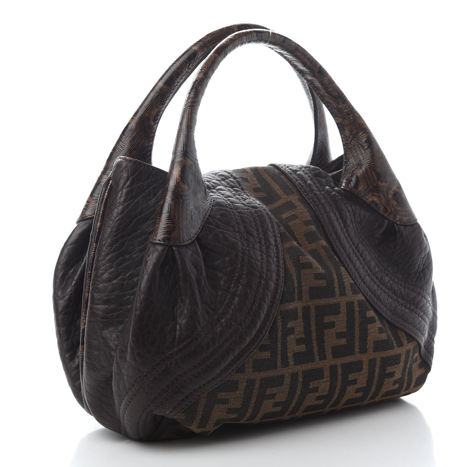 Fendi Zucca Nappa Nuvolata Vitello Tortuga Small Spy Tobacco Moro 3 of 11