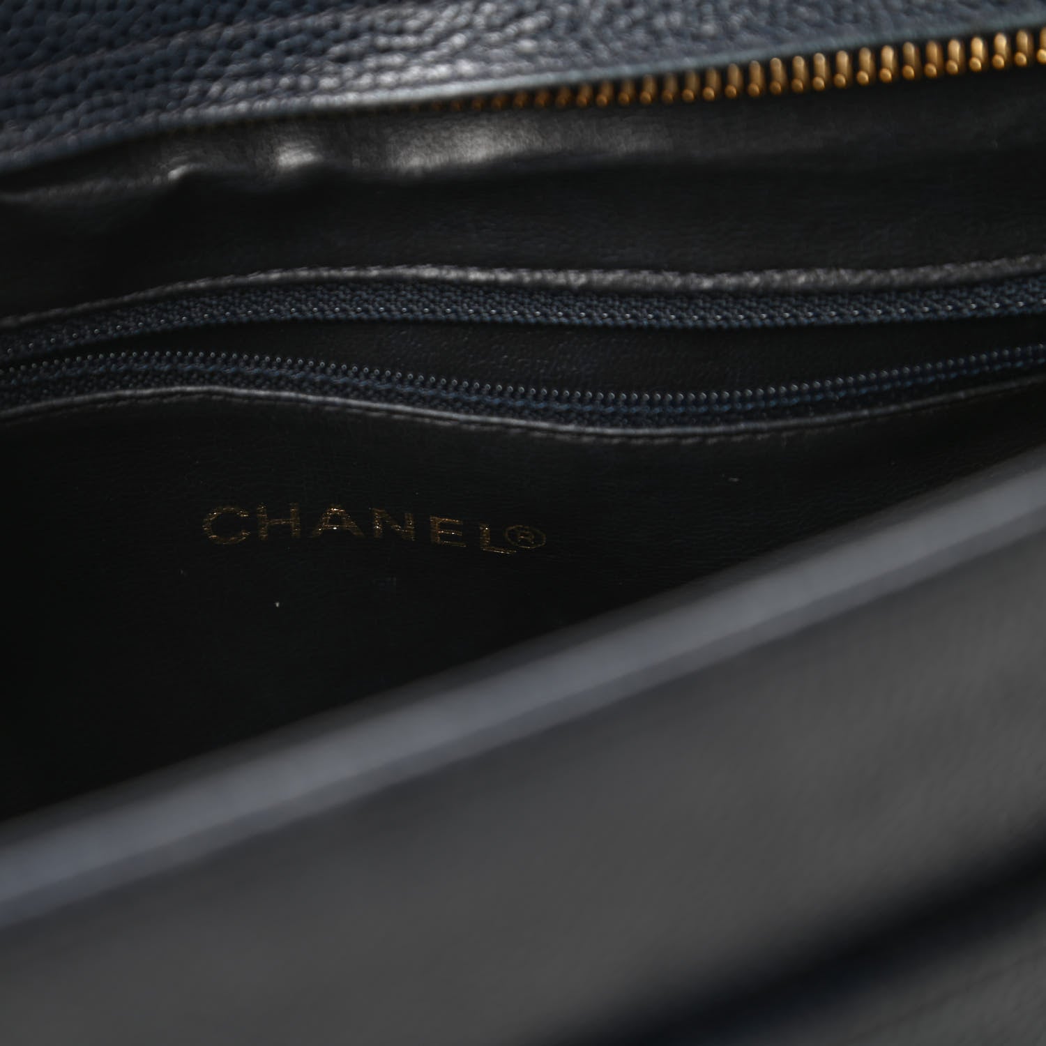 Chanel Caviar CC Shoulder Bag Navy Blue 9 of 10