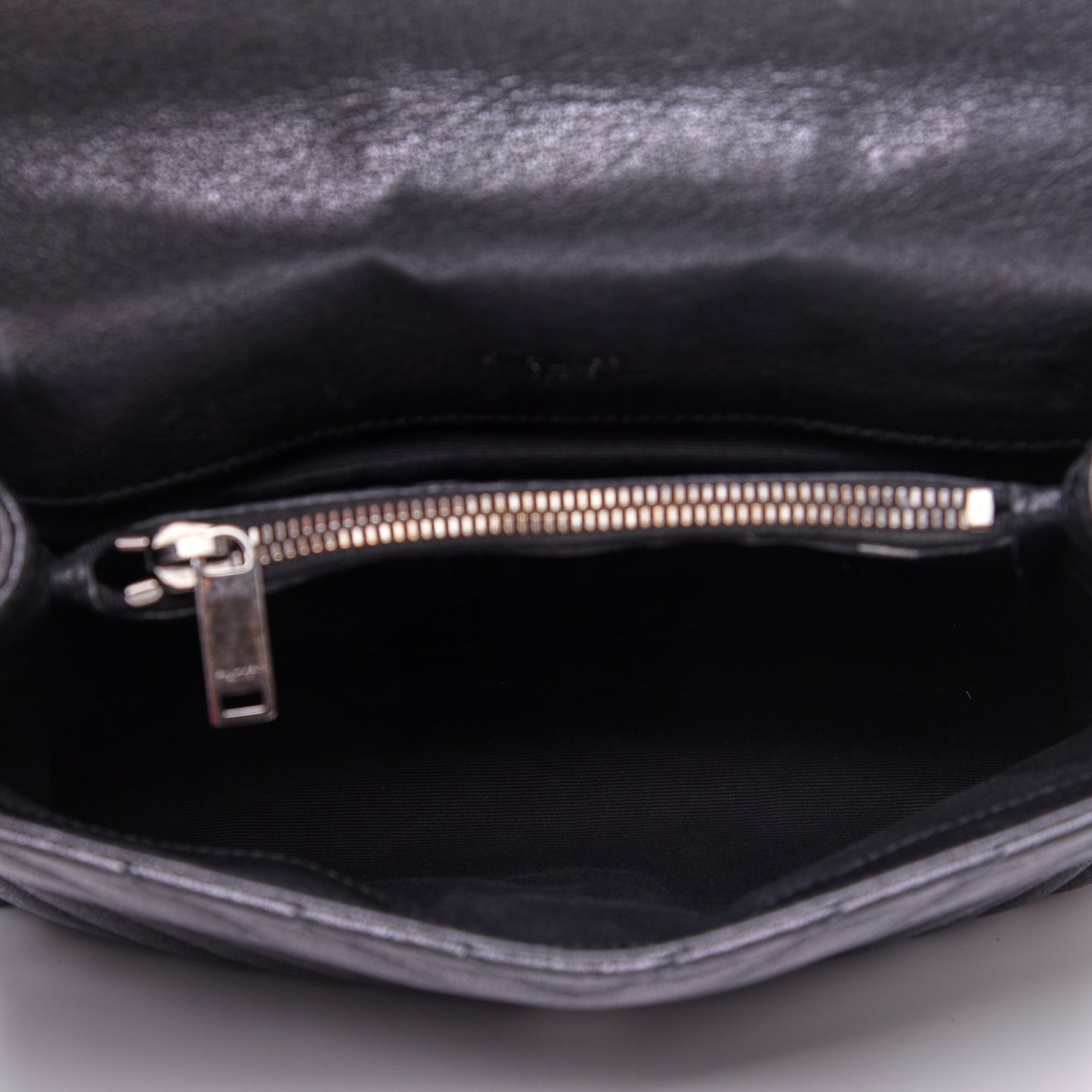 Sheepskin Matelasse Chevron Monogram Medium College Bag Black