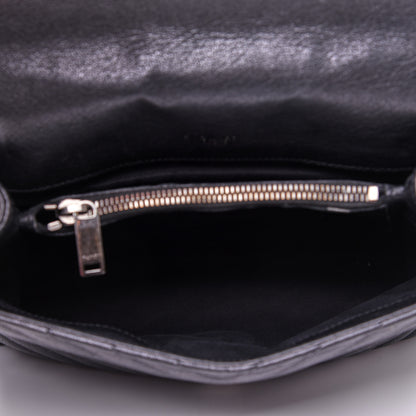 Saint Laurent Sheepskin Matelasse Chevron Monogram Medium College Bag Black 5 of 11