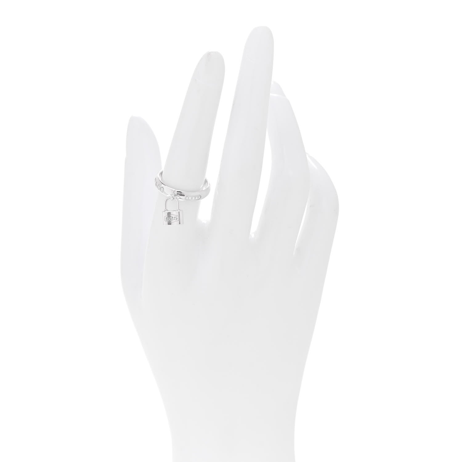 Tiffany Sterling Silver 1837 Lock Charm Ring 54 7 2 of 4