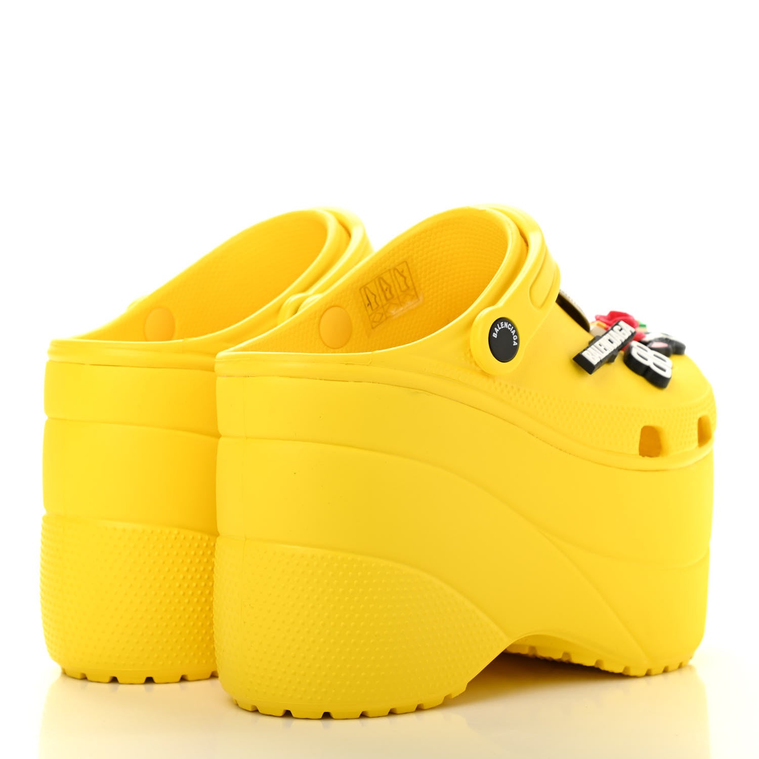 Balenciaga X CROCS Rubber Textured Womens Platform Sandals 37 Jaune Soleil 4 of 8