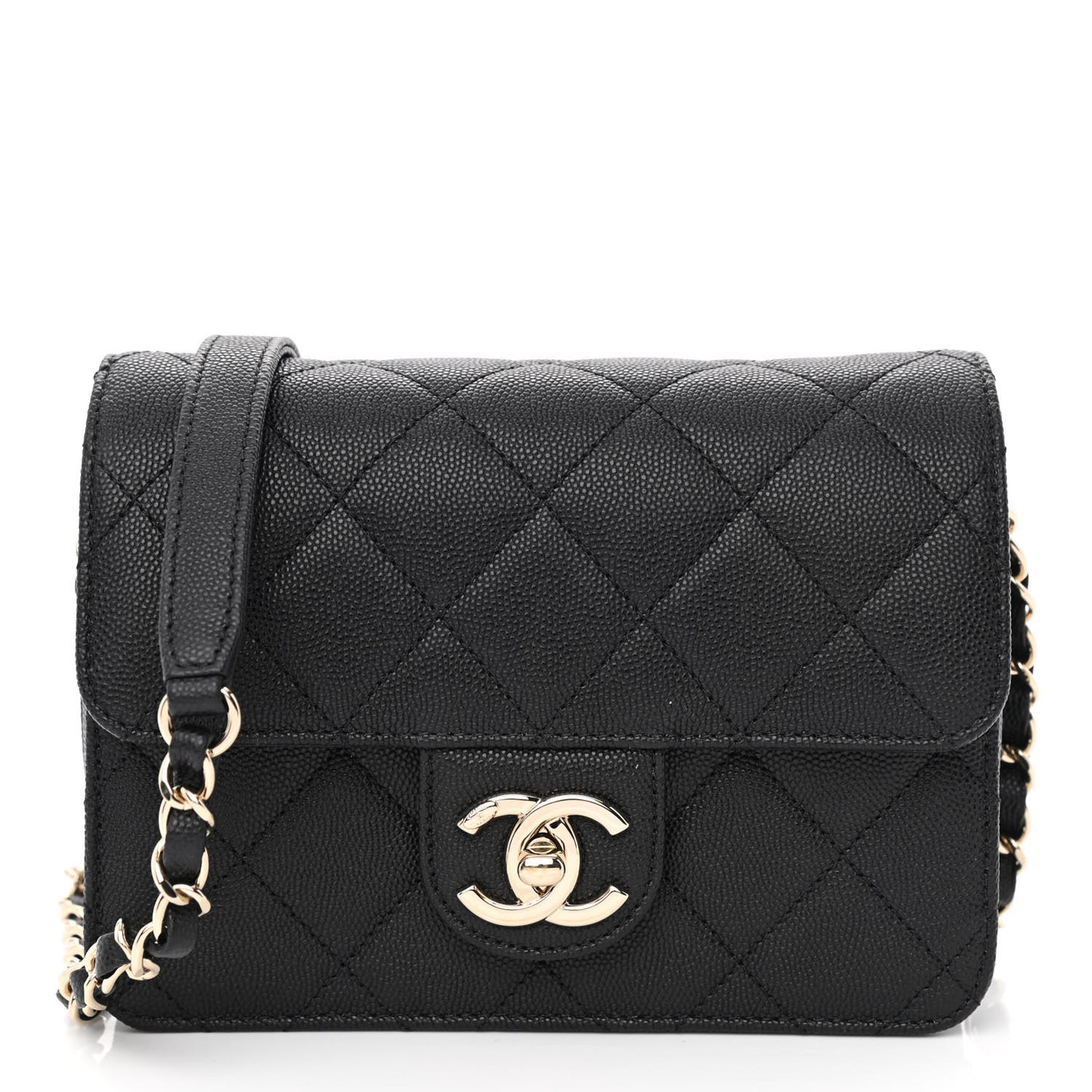 Caviar Quilted Like A Wallet Flap Black