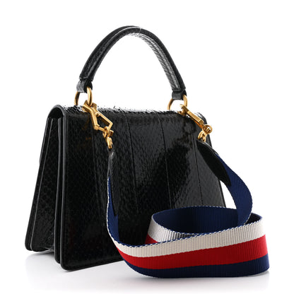 Gucci Snakeskin Sylvie Web Small Queen Margaret Top Handle Bag Black 3 of 12