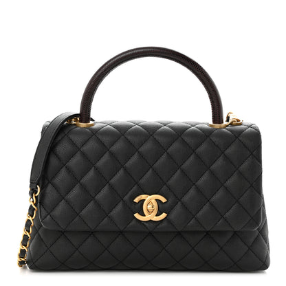Chanel Caviar Lizard Embossed Quilted Small Coco Handle Flap Black 1 of 11