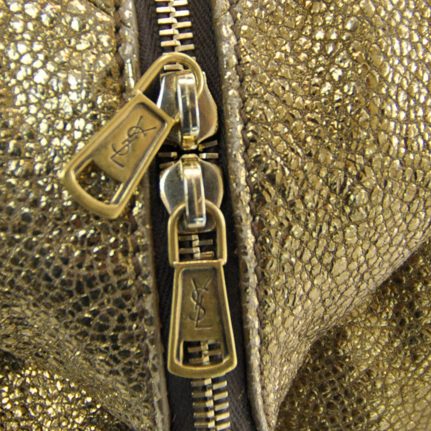 Saint Laurent Volcano Crackled Leather Easy Sac Gold 5 of 8