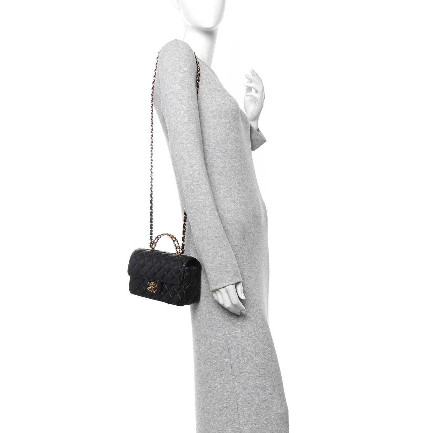 Chanel Lambskin Quilted Mini Strass On Top Flap Black 2 of 10