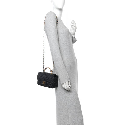 Chanel Lambskin Quilted Mini Strass On Top Flap Black 2 of 10