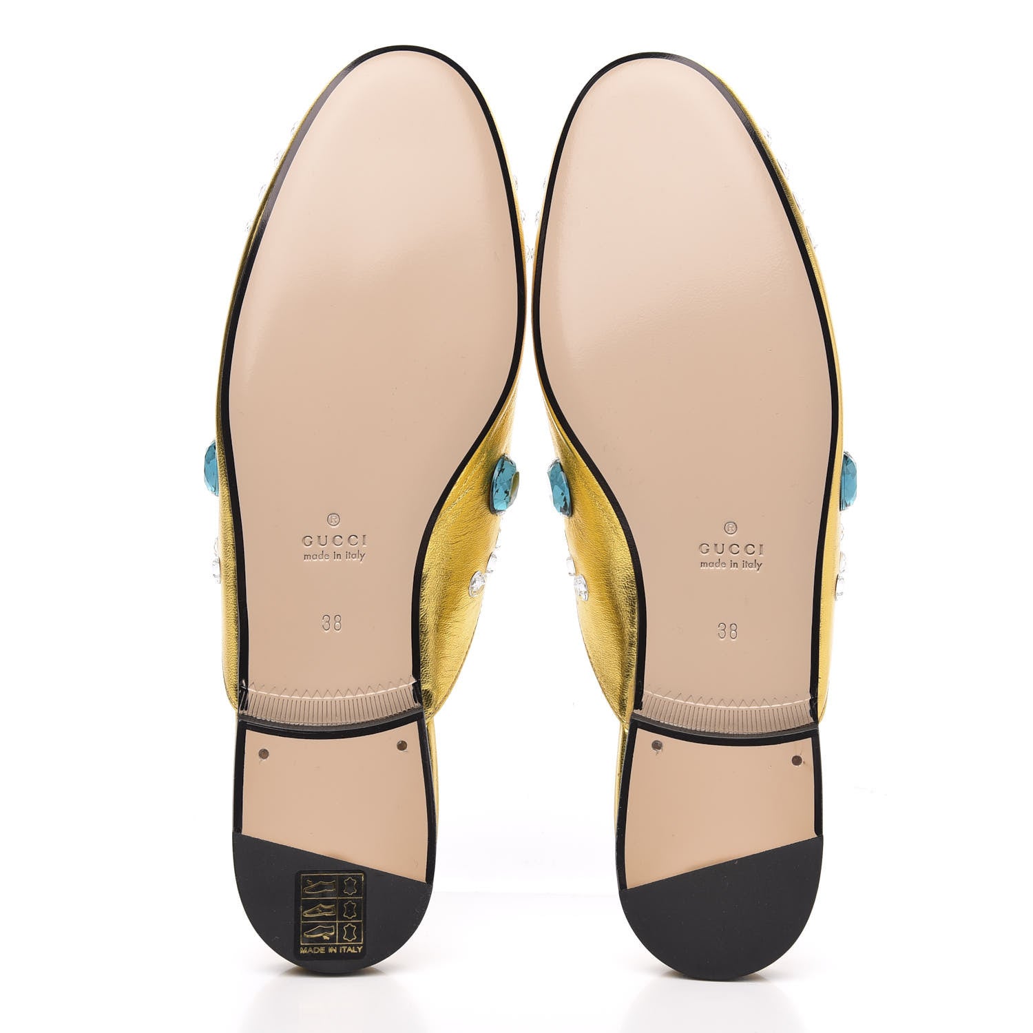 Gucci Metallic Nappa Crystal Womens Princetown Slippers 38 Gold 5 of 9