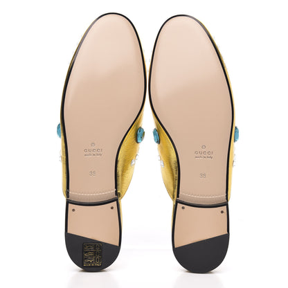 Gucci Metallic Nappa Crystal Womens Princetown Slippers 38 Gold 5 of 9