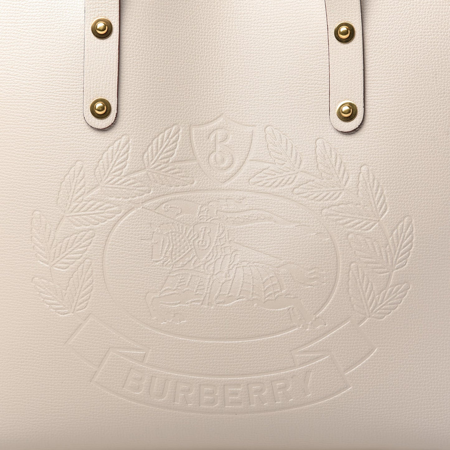 Calfskin Crest Embossed Small Tote Limestone