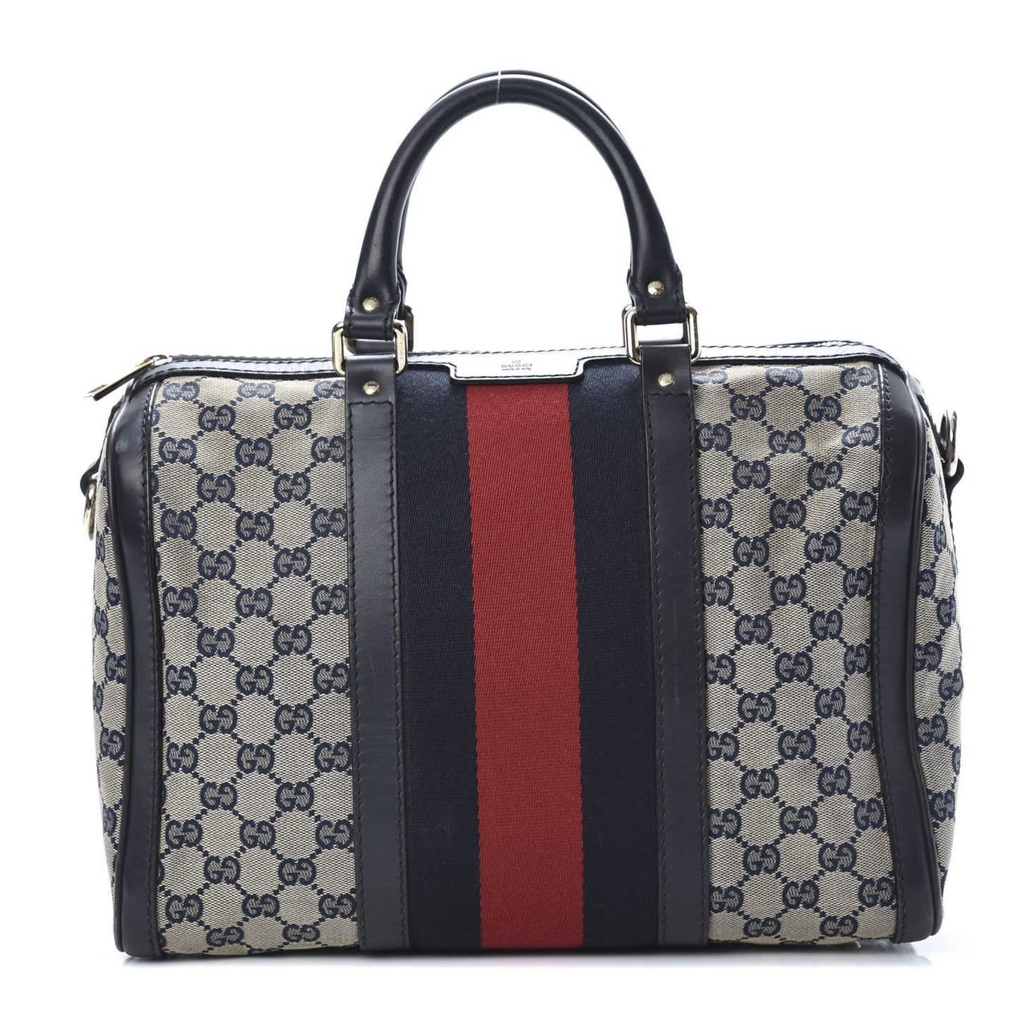 Monogram Selleria Calfskin Vintage Web Medium Boston Beige Blue