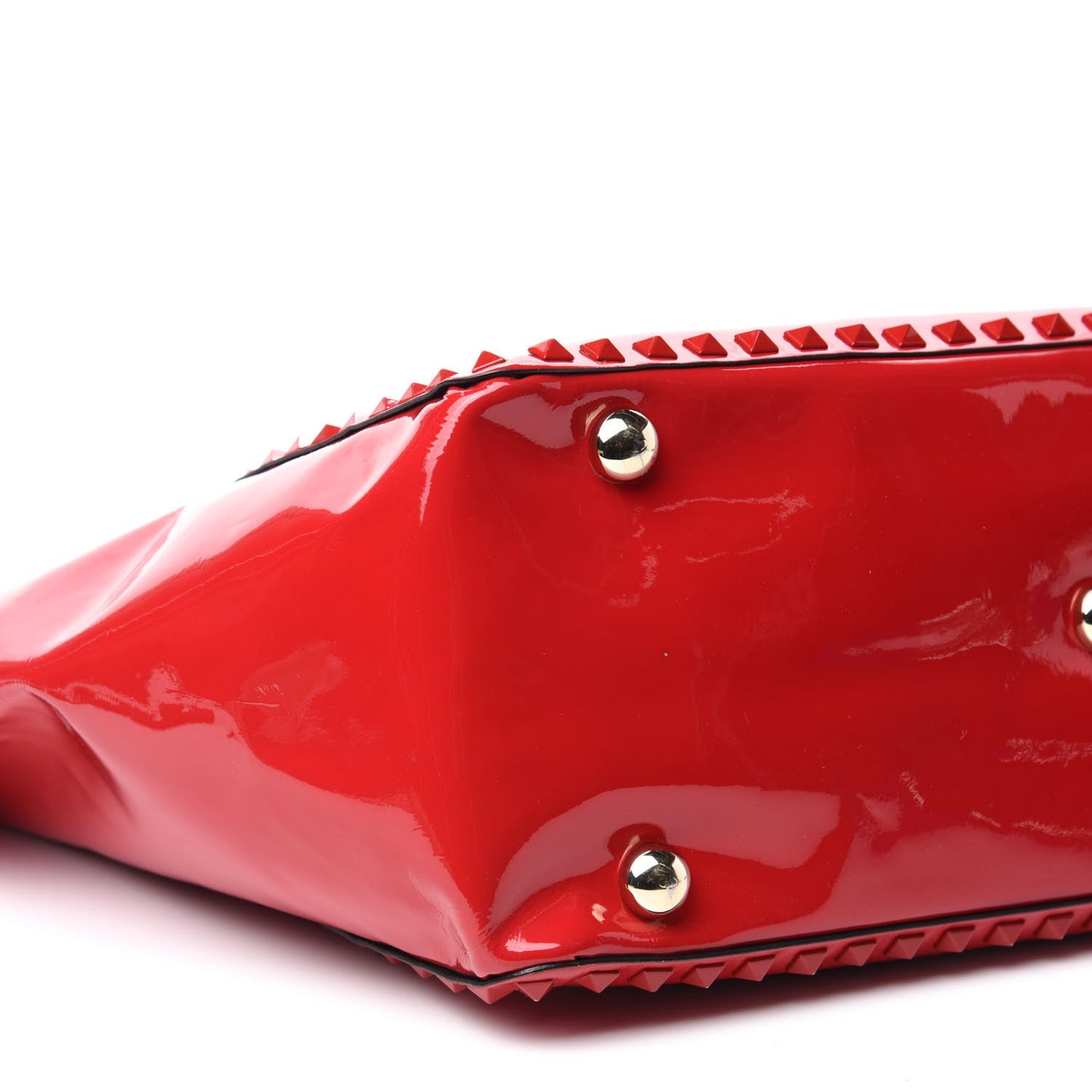 Patent Monochrome Medium Rockstud Tote Rosso Valentino