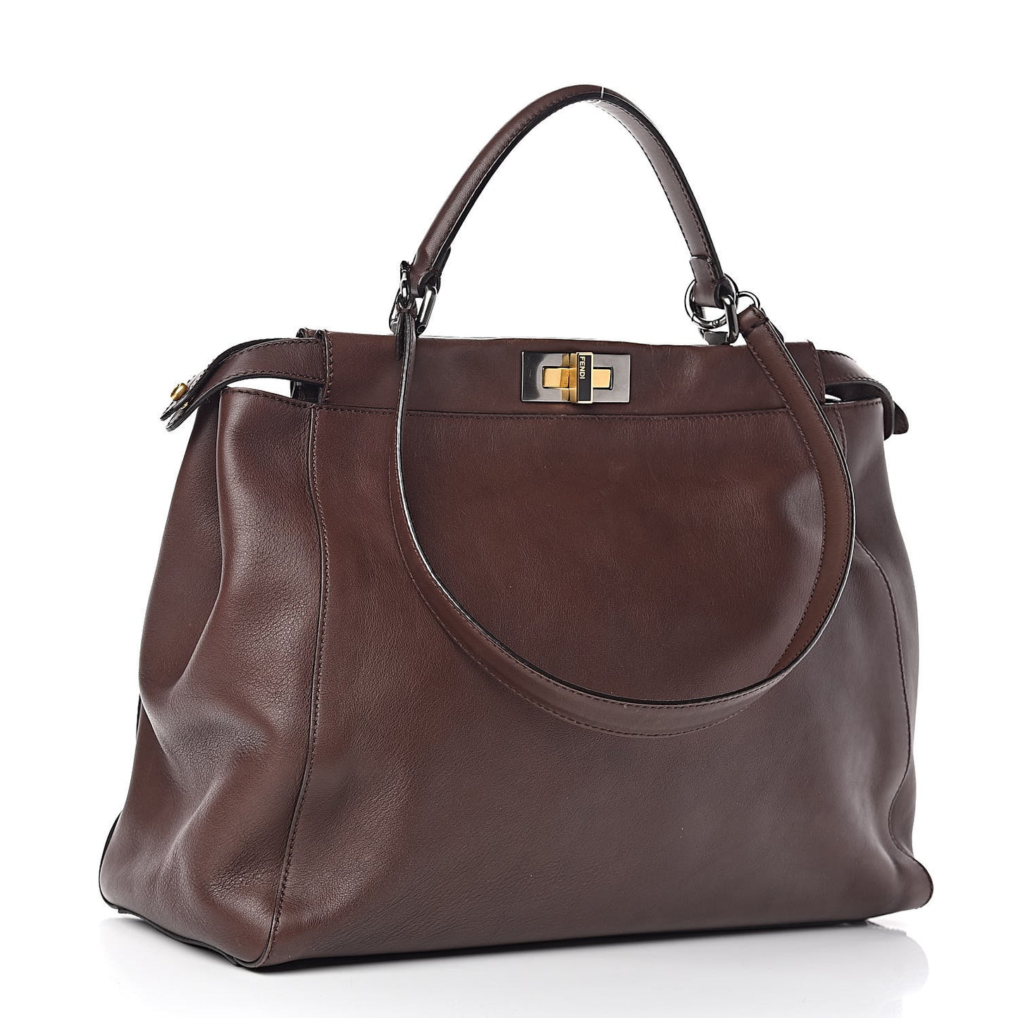 Vitello Zucca Large Peekaboo Iconic Satchel Marrone Tobacco