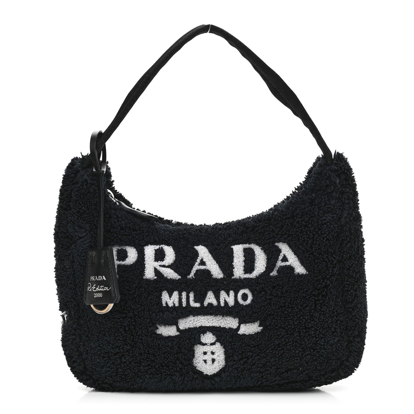 Terry Cloth Mini Re-Edition 2000 Bag Black White
