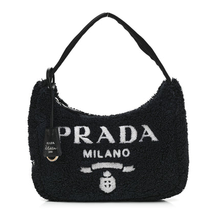 Prada Terry Cloth Mini Re-Edition 2000 Bag Black White 1 of 11