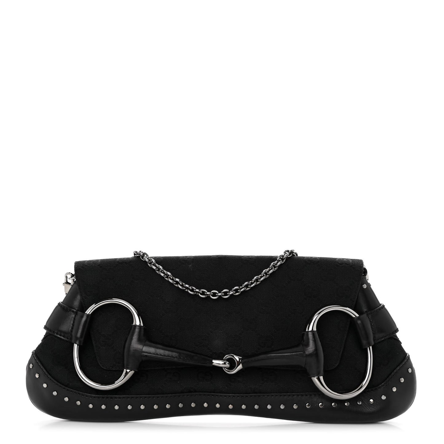 Monogram Studded Horsebit Clutch Black