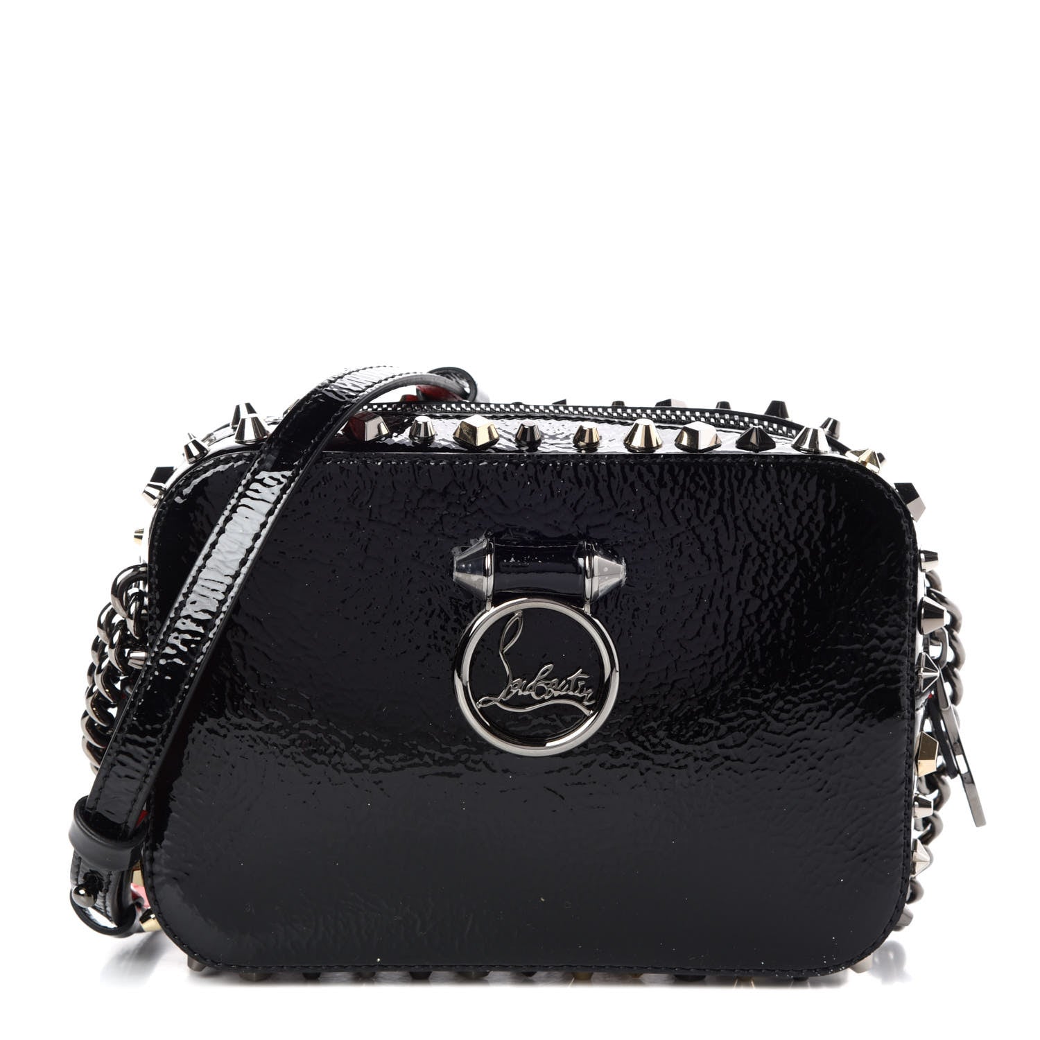 Christian Louboutin Vintage Trashmix Patent Spikes Mini Rubylou Crossbody Black 1 of 11
