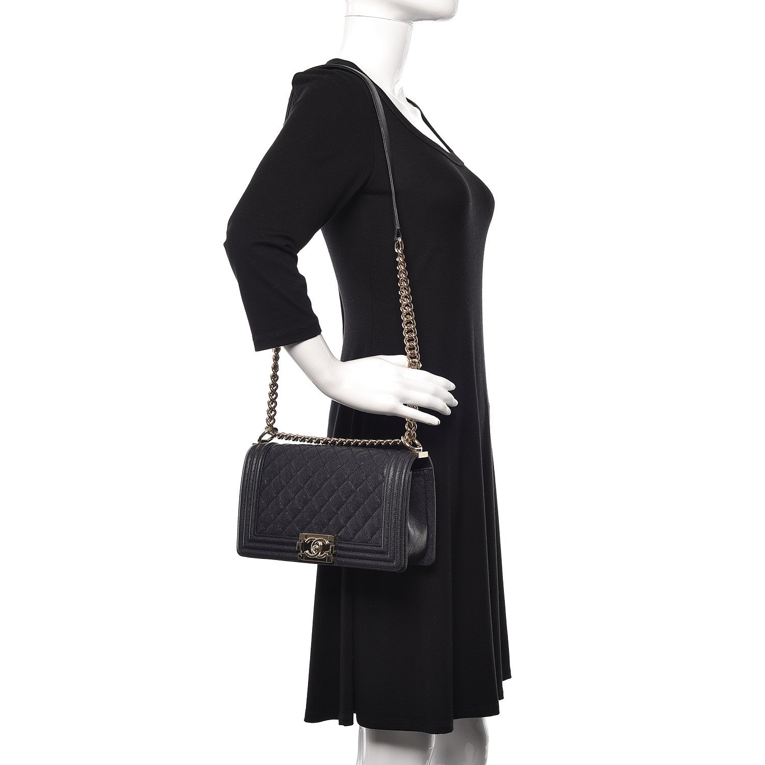 Chanel Caviar Quilted Medium Boy Flap Navy 2 of 10