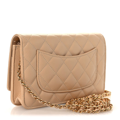 Chanel Caviar Quilted Wallet on Chain WOC Beige 3 of 13