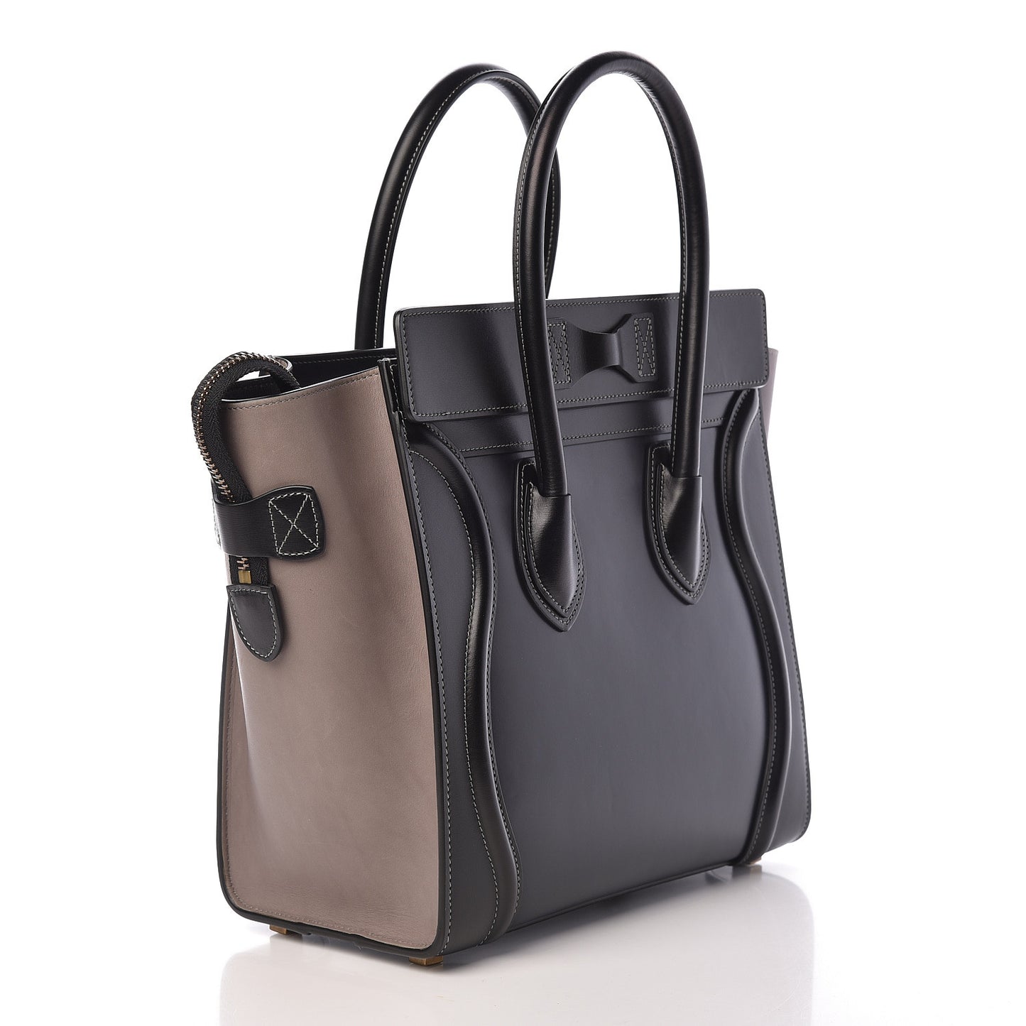 Glazed Calfskin Micro Tri-Color Luggage Dark Blue