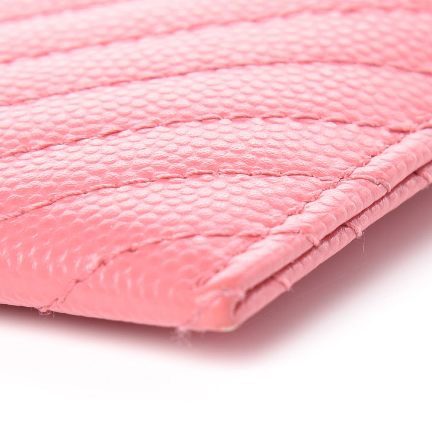 Caviar Chevron Quilted Card Holder Pink
