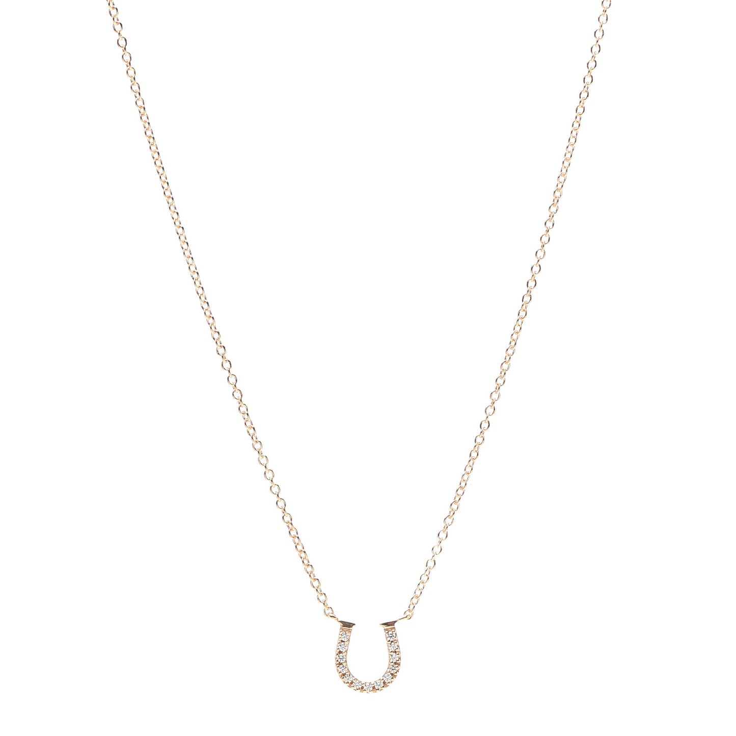 18K Rose Gold Diamond Mini Metro Horseshoe Pendant Necklace