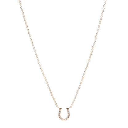 Tiffany 18K Rose Gold Diamond Mini Metro Horseshoe Pendant Necklace 1 of 6