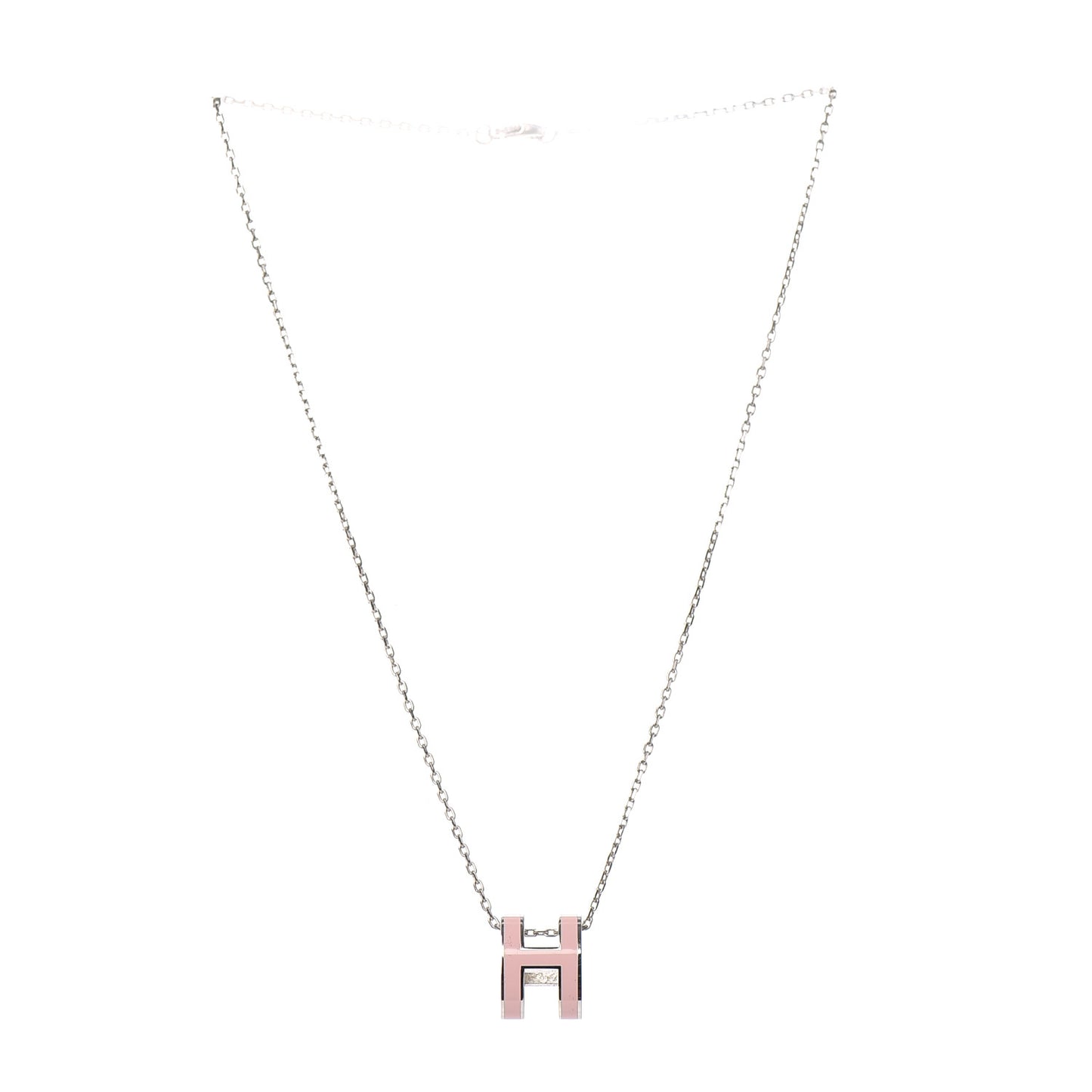 Lacquered Palladium Pop H Pendant Necklace Rose Dragee