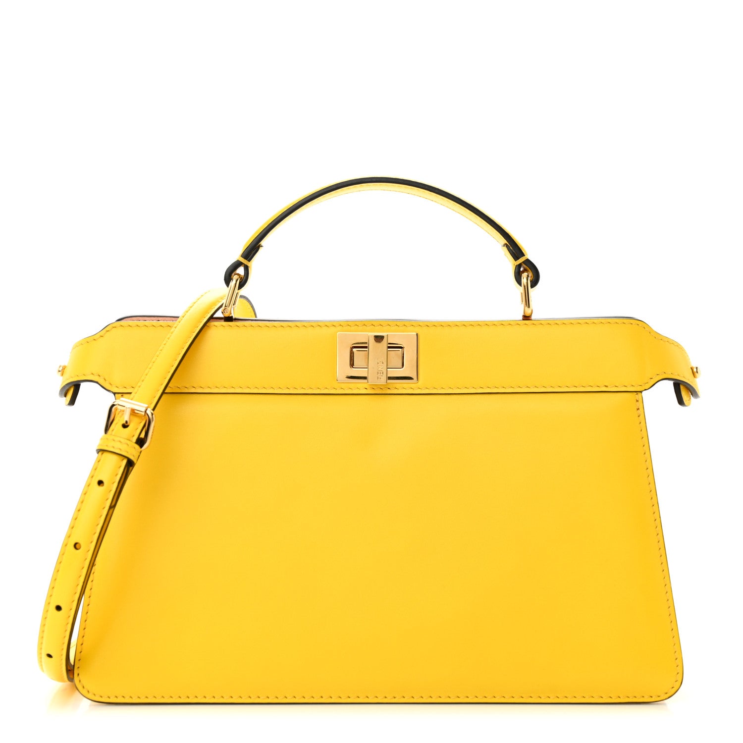 Fendi Vitello King Luxor Shiny Nappa Medium Peekaboo I SEE U East West Satchel Limone Light Rose 1 of 10