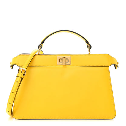 Fendi Vitello King Luxor Shiny Nappa Medium Peekaboo I SEE U East West Satchel Limone Light Rose 1 of 10