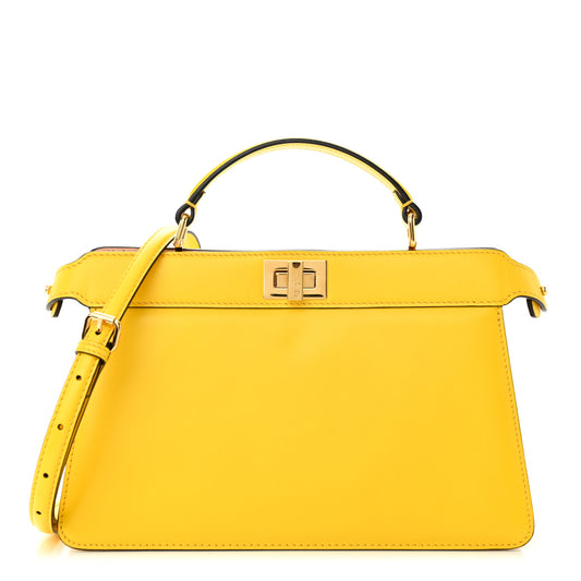Vitello King Luxor Shiny Nappa Medium Peekaboo I SEE U East West Satchel Limone Light Rose
