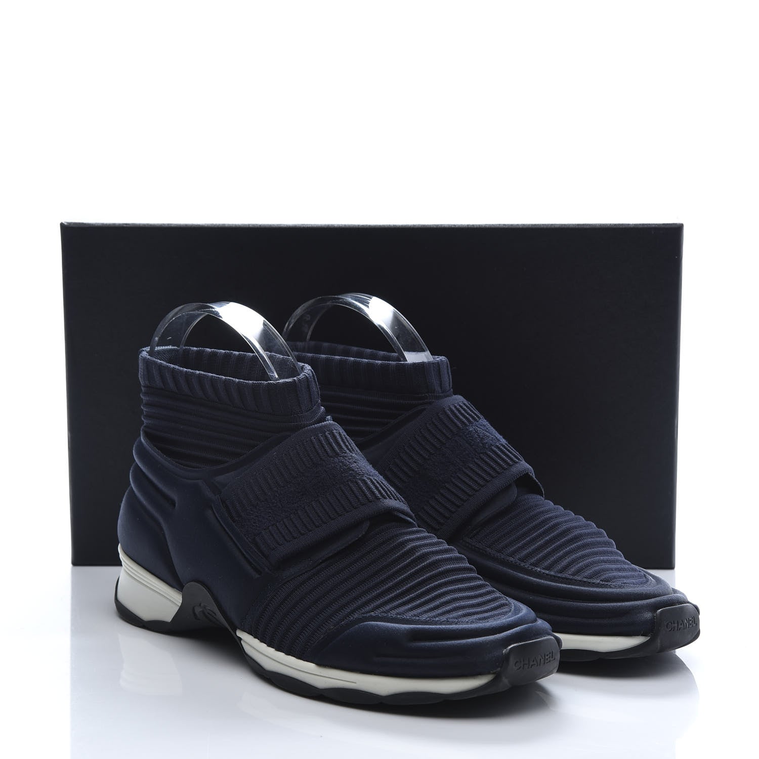 Chanel Stretch Fabric CC Sneakers 39 Blue 9 of 9