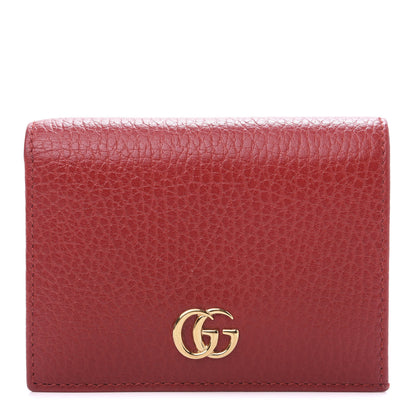 Gucci Pebbled Calfskin GG Marmont Card Case Hibiscus Red 1 of 8